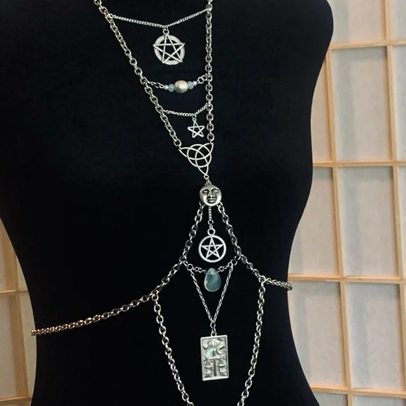 Handmade Silver Witchy Body Chain / Harness - Picture 5 of 6